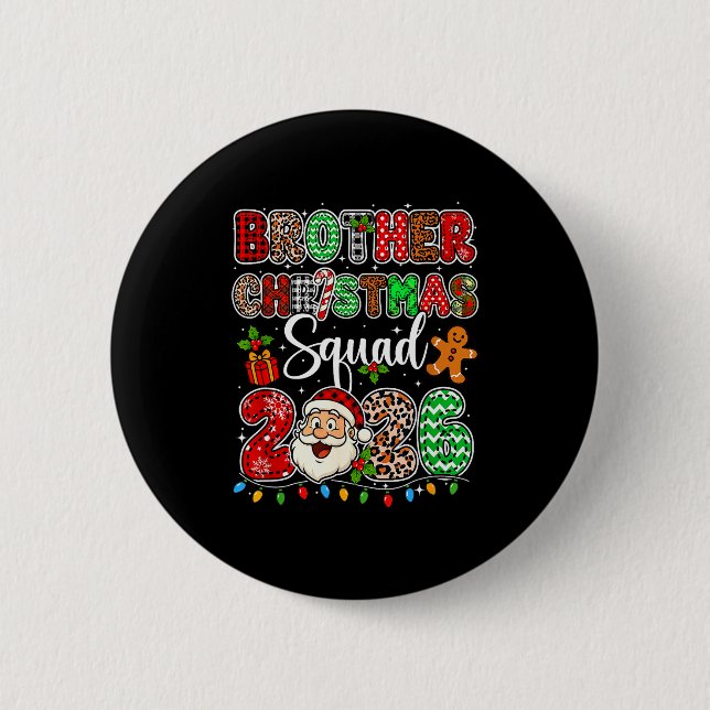 Brother Christmas Crew 2026 Leopard Funny Santa Fa Knapp (Framsida)