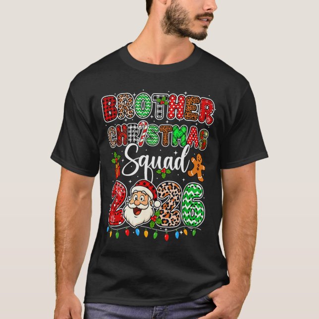 Brother Christmas Crew 2026 Leopard Funny Santa Fa T Shirt (Framsida)