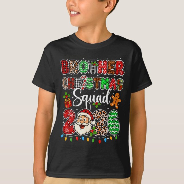 Brother Christmas Crew 2026 Leopard Funny Santa Fa T Shirt (Framsida)