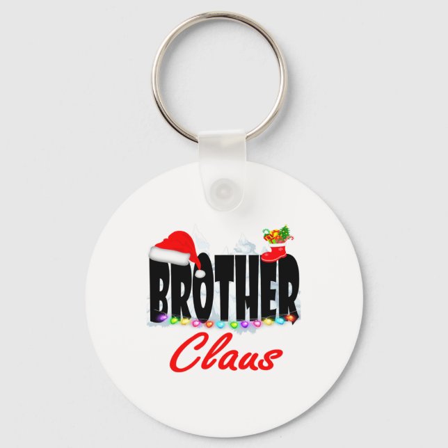 Brother Claus jul Santa Hat Matching Family Nyckelring (Framsida)
