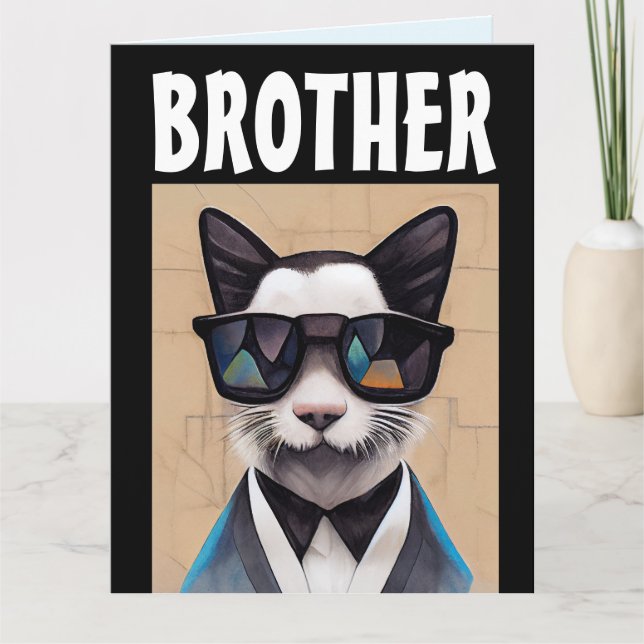 BROTHER COOLA CAT BIRTHDAY GREETARD CARD KORT (Framsida)