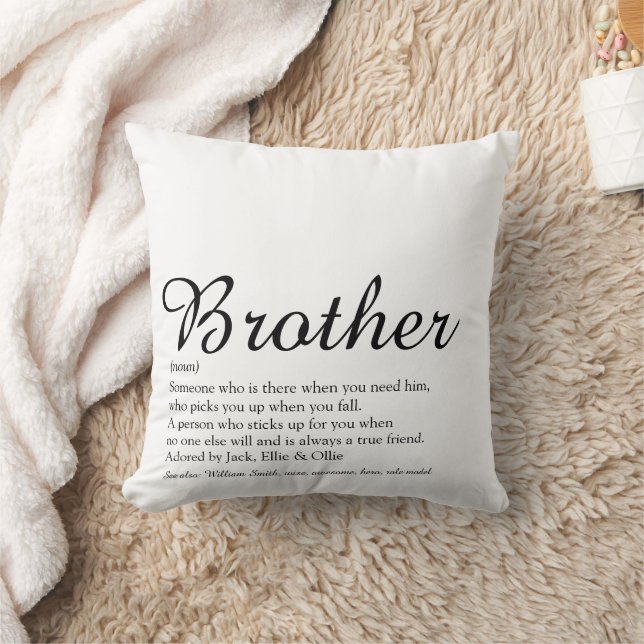 Brother Definition Script Black and White Modern Kudde (Filt)