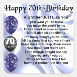 Brother Dikt 70:e födelsedagen Fyrkantigt Klistermärke