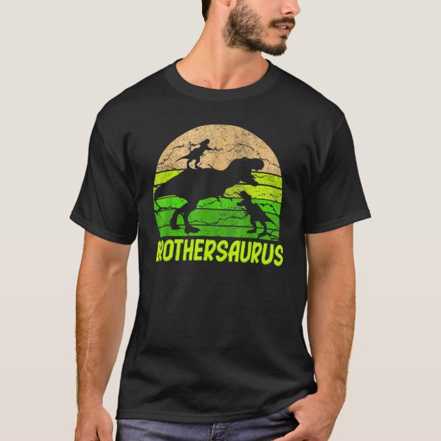 Brother Dinosaur Brothersaurus 2 Two Kids Christma T Shirt (Framsida)