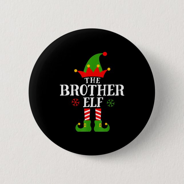 Brother Elf Funny Matching Family Group Christmas  Knapp (Framsida)