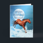 Brother födelsedagskort med sprithäst kort<br><div class="desc">En häst med kastnussprit som glider mot bakgrund av måne och molnen. Se hela intervallkorten i min butik. http://www.zazzle.com/eggznbeenz</div>