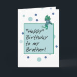 Brother Frog in Jeans, Birthday, Polka dots Kort<br><div class="desc">Underbart kort för att skicka till din bror och önska honom en roligt födelsedag som hoppas på roligt! Den här tecknaden groda viftar önskemål</div>
