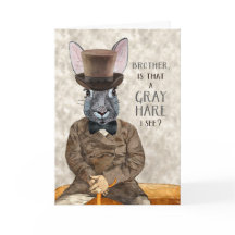 Brother Funny Birthday Hipster Rabbit Grått Hare