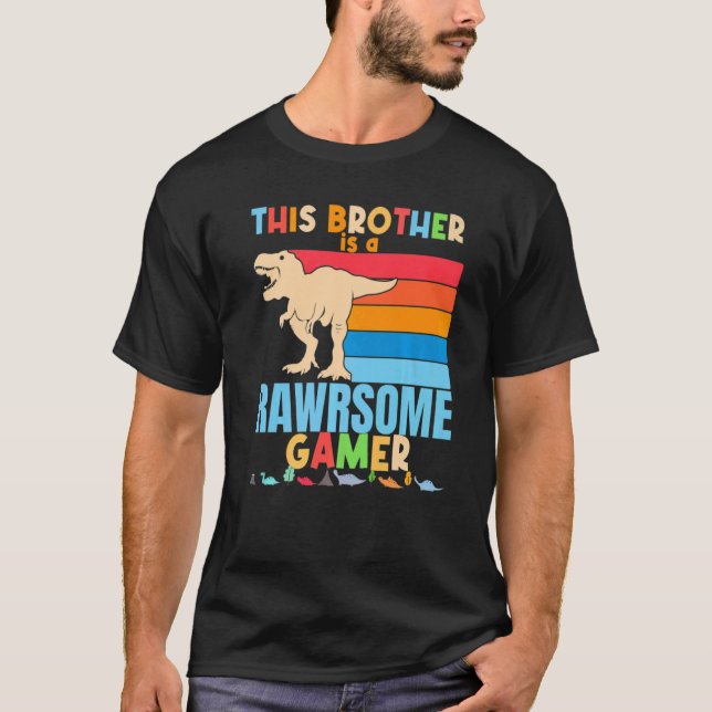 Brother Gamer Dinosaur Video Game Big Trex Bro T Shirt (Framsida)