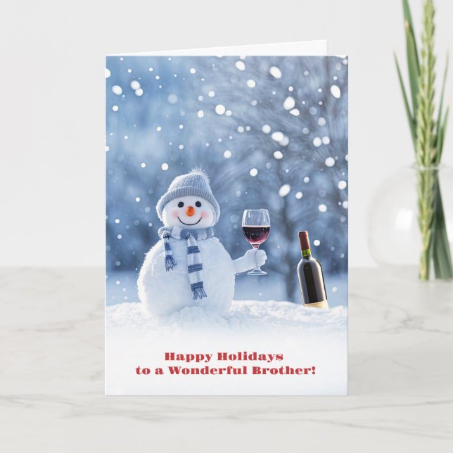 Brother Glad helg Cute Snögubbe Vin Kort (Framsida)