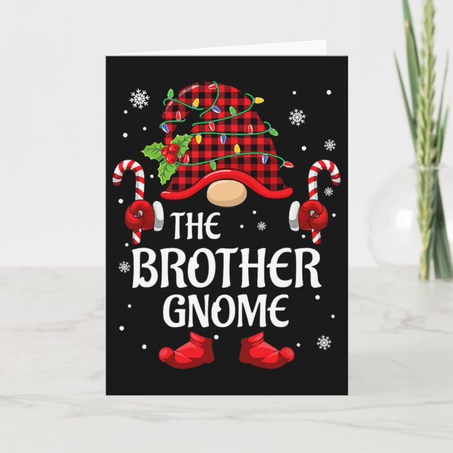 Brother Gnome Matching Christmas Pjs For Family  Kort (Framsida)