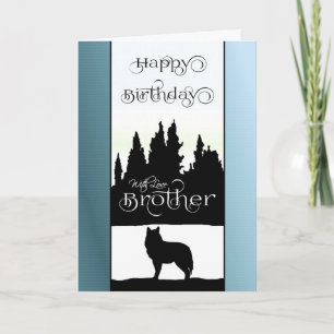 Brother Grattis på födelsedagen - Varg Silhouette/ Kort