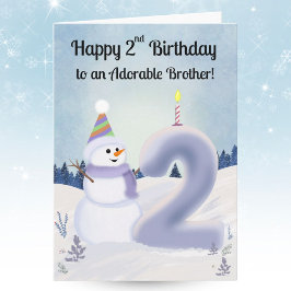 Brother Happy 2nd Birthday Snowman Building Kort