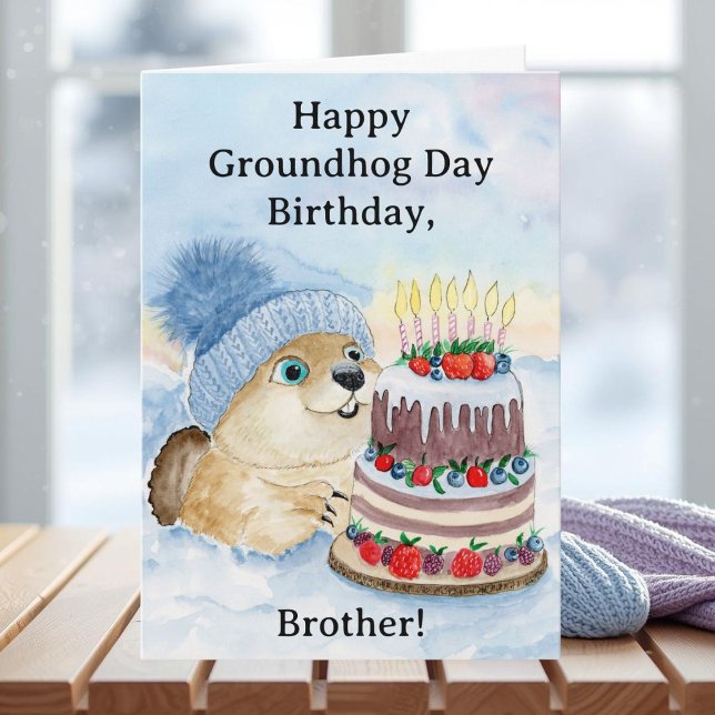 Brother Happy Groundhog Day Birthday Groundhog Kort (Skapare uppladdad)