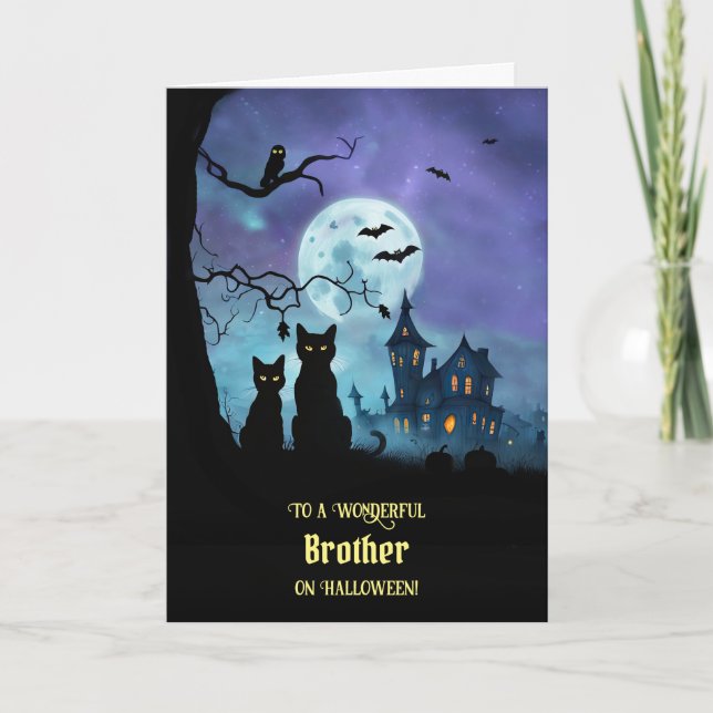 Brother Happy halloween med Cute Cats Kort (Framsida)