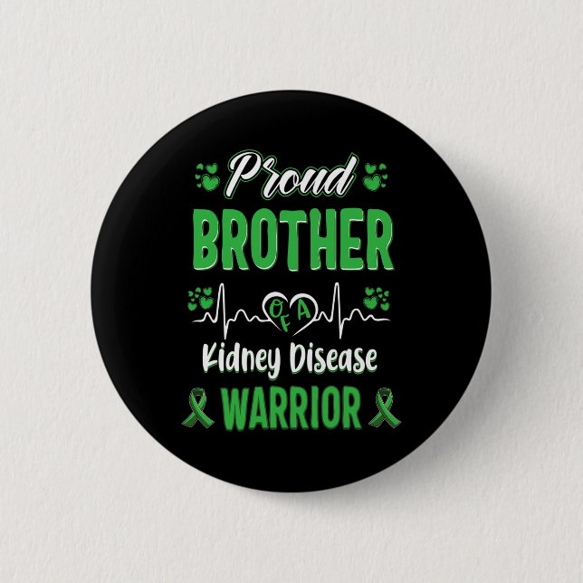 Brother Kidney Disease Warrior Awareness Ribbon Gr Knapp (Framsida)