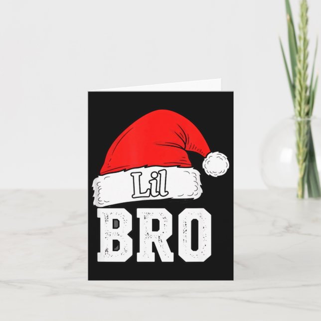 Brother Lil Bro Santa Hat Christmas Little Brother Kort (Framsida)
