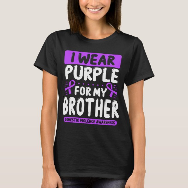 Brother Lila Ribbon Domestic Violence Awareness T Shirt (Framsida)