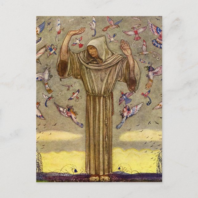 "Brother Martin och Birds" av John Bauer Vykort (Framsida)