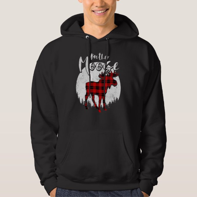 Brother Moose Red Play Buffalo Matching Family Pa Hoodie (Framsida)