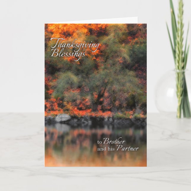 Brother och hans partner Thanksgiving Hösten Sjö Helgkort (Framsida)