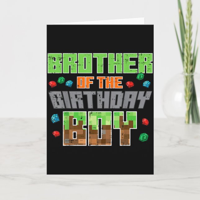 Brother Of Birthday Boy Xel Gamer Bday Party Boys  Kort (Framsida)