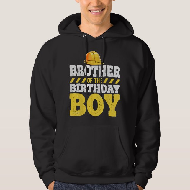 Brother of the Birthday Boy Construction Birthday  Hoodie (Framsida)