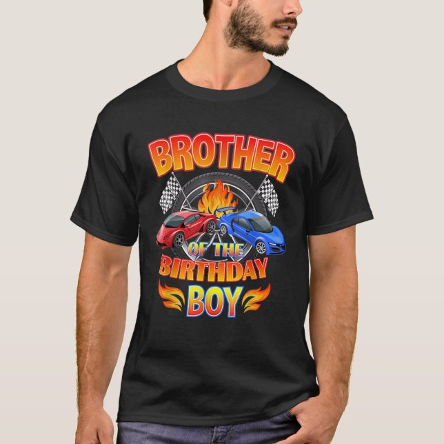Brother of The Birthday Boy Fire Race Supercar Par T Shirt (Framsida)