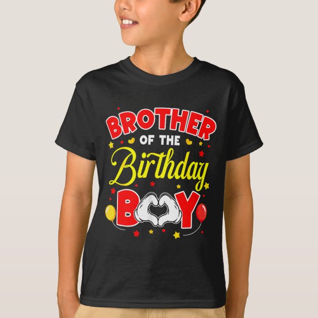 Brother Of The Birthday Boy Matching Family Party  T Shirt (Framsida)