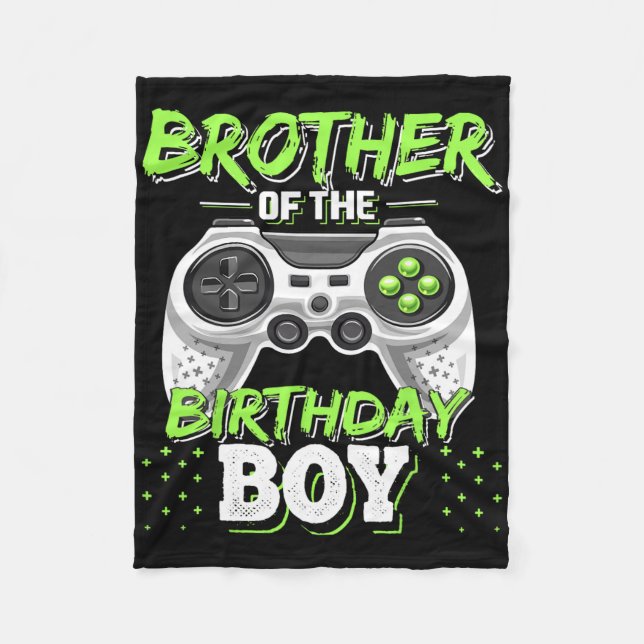 Brother Of The Birthday Boy Matching Video Game Bi Fleecefilt (Framsidan)