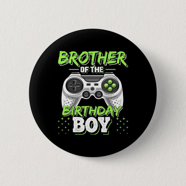 Brother Of The Birthday Boy Matching Video Game Bi Knapp (Framsida)