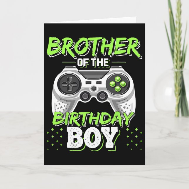 Brother Of The Birthday Boy Matching Video Game Bi Kort (Framsida)