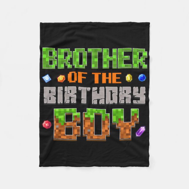 Brother Of The Birthday Boy Party Video Gamer Pixe Fleecefilt (Framsidan)