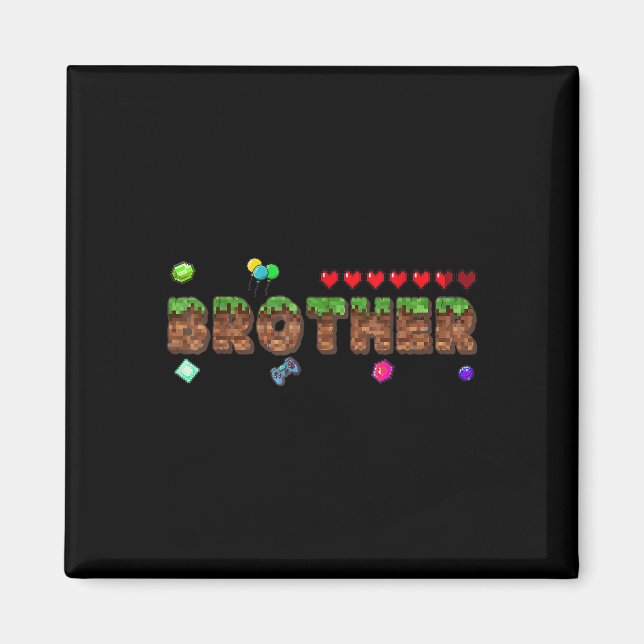 Brother Of The Birthday Boy Pixel Game Matching Fa Magnet (Framsidan)