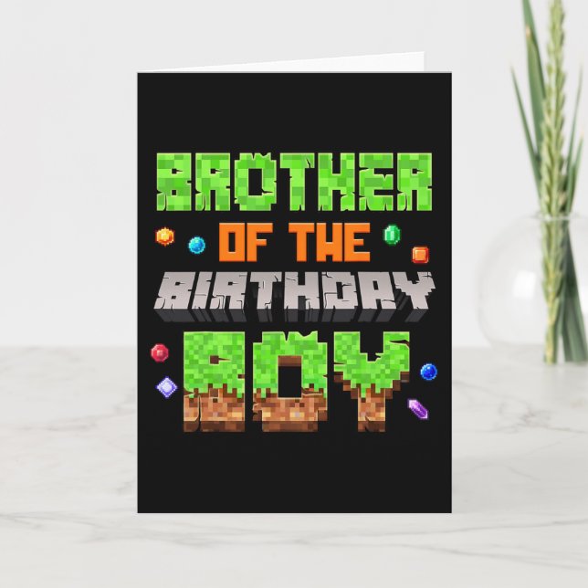 Brother Of The Birthday Boy Pixel Gaming Video Gam Kort (Framsida)