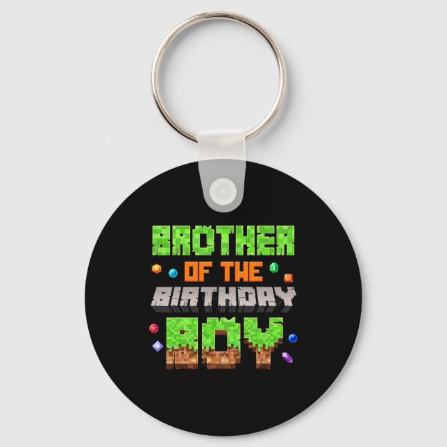 Brother Of The Birthday Boy Pixel Gaming Video Gam Nyckelring (Framsida)