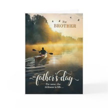 Brother on Father's Day Rowing Kayak on the Lake