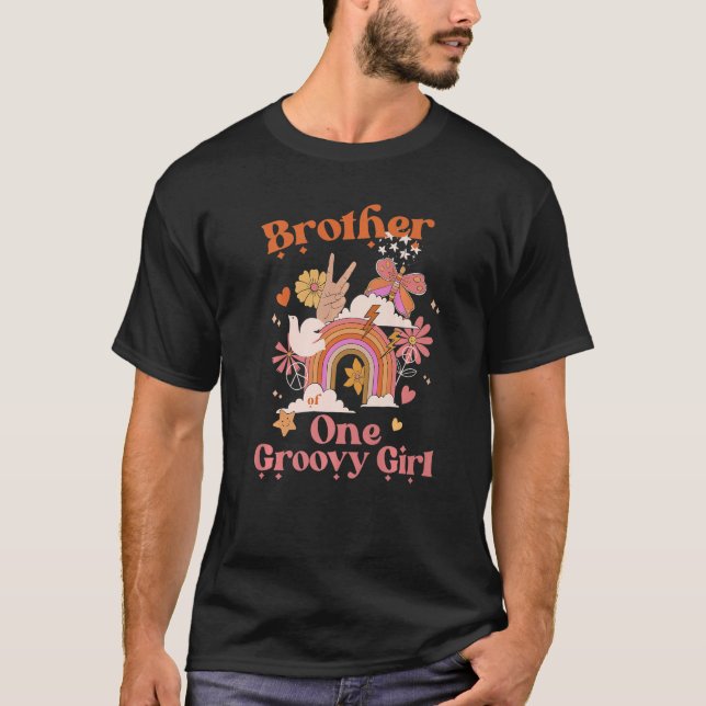 Brother One Groovy Girl Boho Hippie Retro Rainbow T Shirt (Framsida)