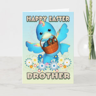 Brother Påsk-kort - Cute Anka med Basket av Tre Helgkort