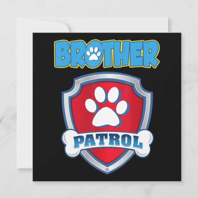 Brother Patrol Shirt - Hund Mamma Pappa Gift Birth Julkort (Framsida)