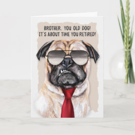 Brother Pension Funny Pug Hund Red Necktie Kort