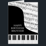 Brother Piano och Music Birthday Hälsningskort<br><div class="desc">Ett födelsedagskort för en bror som går in i pianomusik. Ett stort piano med nycklar längs grund på kortet. En lakan av musiken fyller bakgrunden. Ett underbart kort för någon som kärlekar musik. Detta är INTE ett musikkort,  det spelar INTE musik:</div>