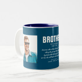 Brother Quote Photo Modern Blue Två-Tonad Mugg