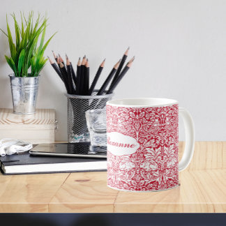 Brother Rabbit Red William Morris Mönster Monogram Kaffemugg