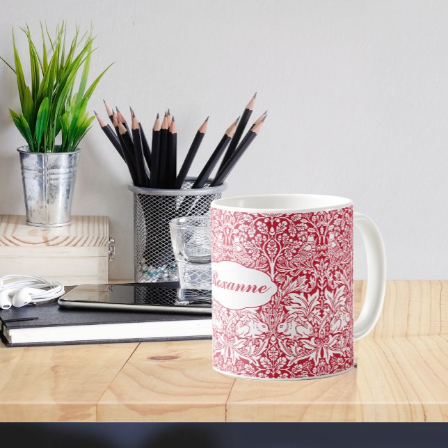 Brother Rabbit Red William Morris Mönster Monogram Kaffemugg (Skapare uppladdad)
