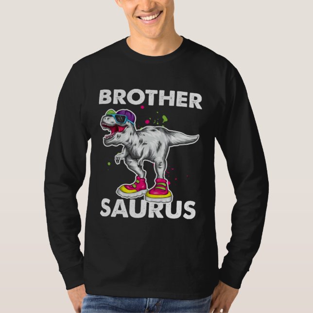 Brother Saurus  Boys Rex Bday Party Dinosaur T Shirt (Framsida)