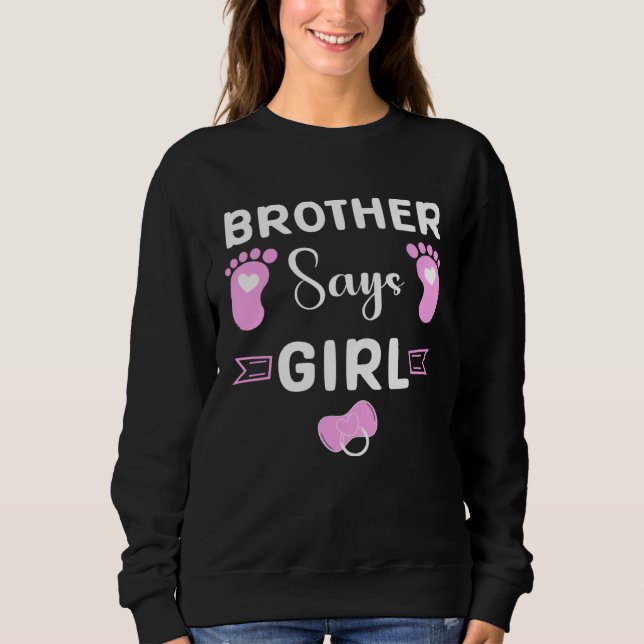 brother says girl gender reveal party matching fam t shirt (Framsida)
