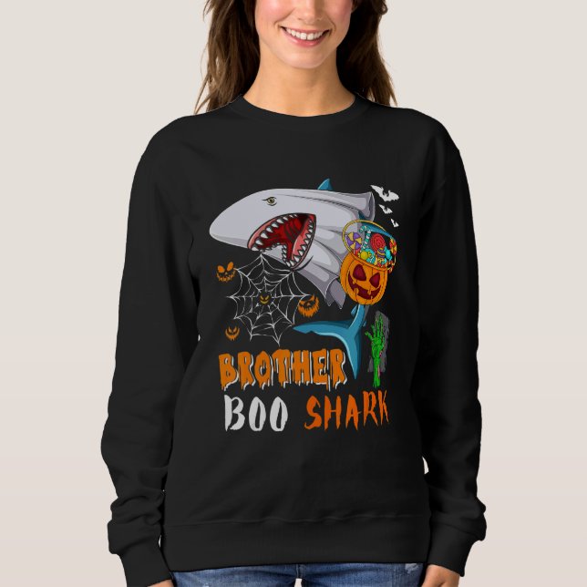 Brother Shark Boo Halloween Shark Boo Ghost Candie T Shirt (Framsida)