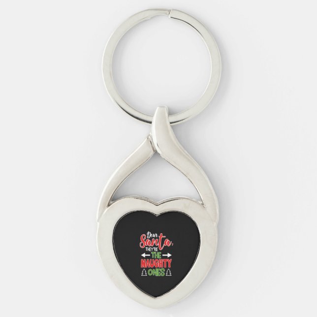 Brother Sister jul Gift Twisted Heart Silverfärgad Nyckelring (Framsidan)