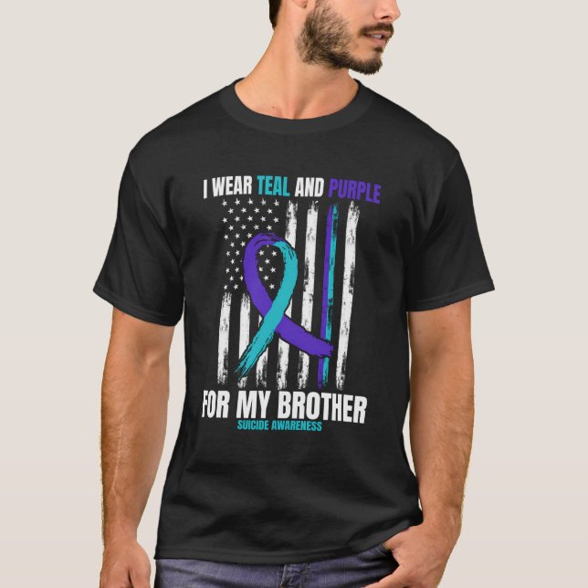 Brother Suicide Awareness Prevention American Flag T Shirt (Framsida)